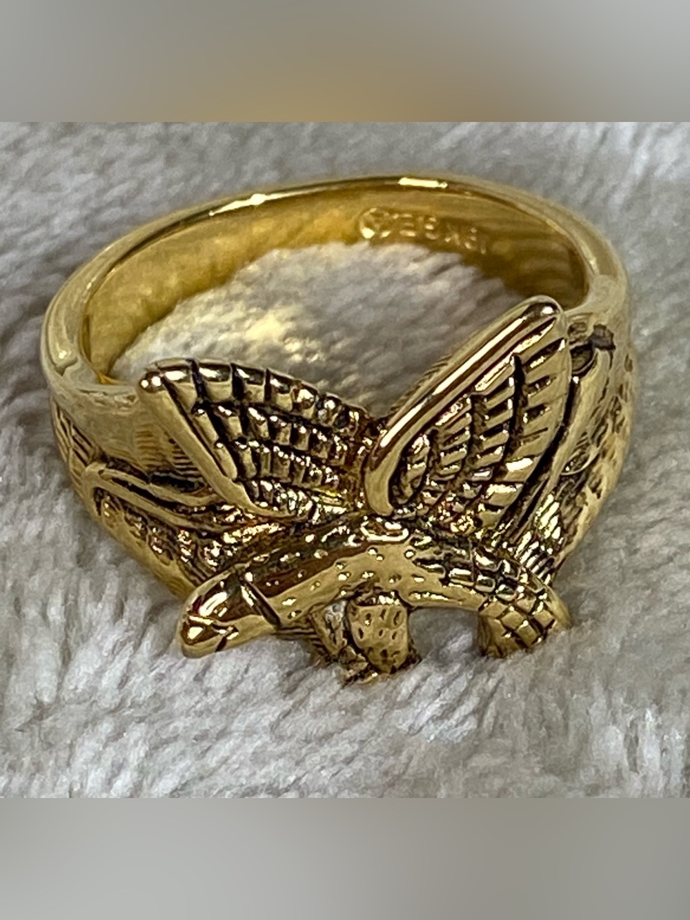 18k Gold Electroplated Eagle Ring Vintage Bird Wings Costume Fashion Jewelry